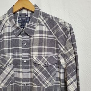 American Rag Gray Plaid Flannel Shirt Mens XL